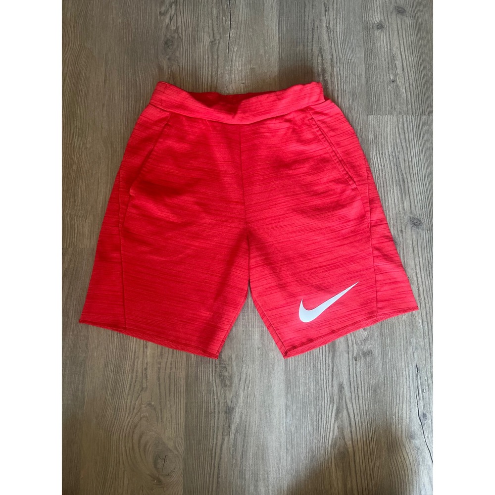 Nike Men's Dri-Fit Tapered Basketball Shorts Red White Swoosh Size Small